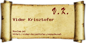 Vider Krisztofer névjegykártya